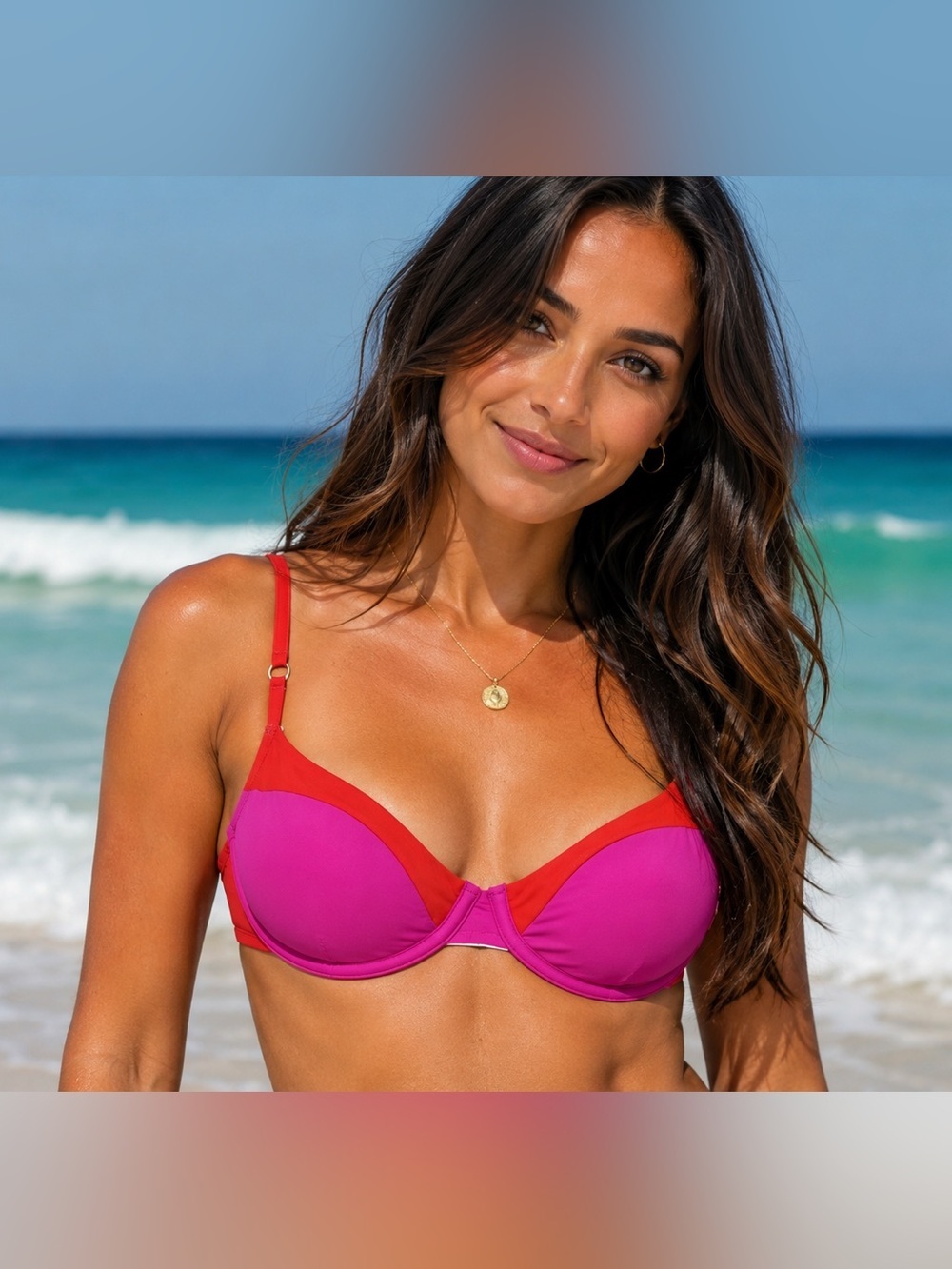 NWT Cupshe "Hidden Wonders" Underwire Color Block Bikini Top - TOP ONLY